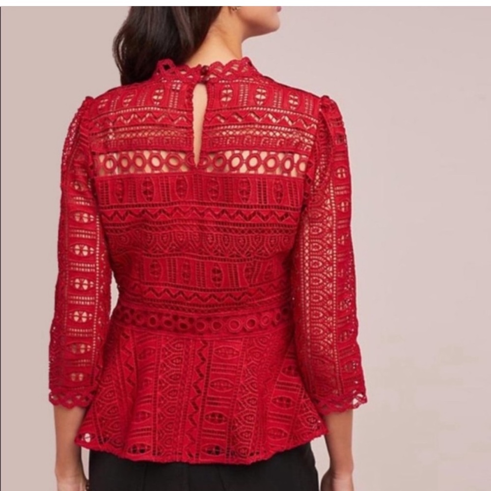 Anthropologie Moulinette Soeurs Lace Peplum Top Sz 10 - Picture 2 of 6